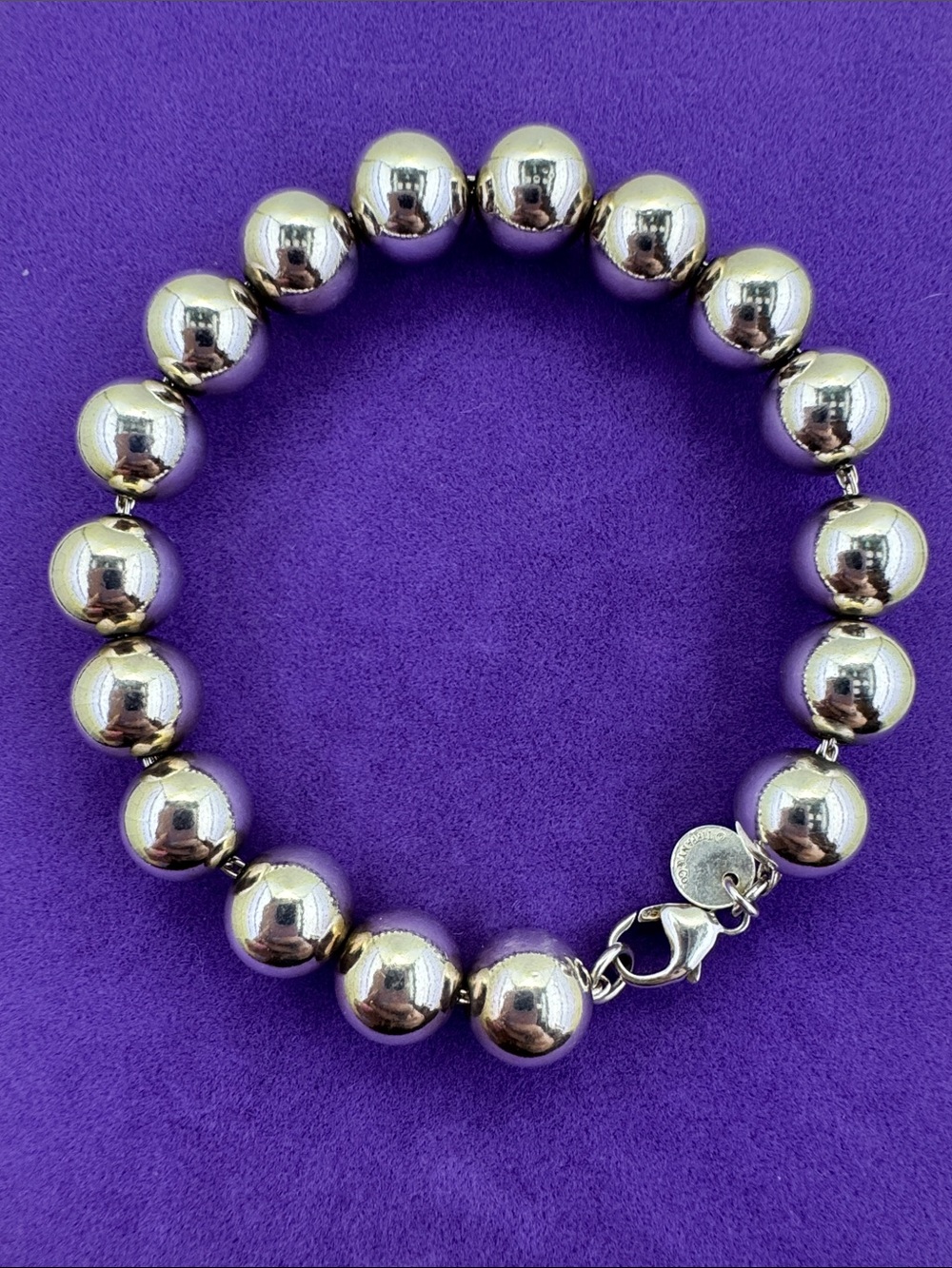 💛 Classic Tiffany & Co. Sterling Silver 10mm Ball Bracelet | Authentic Designer